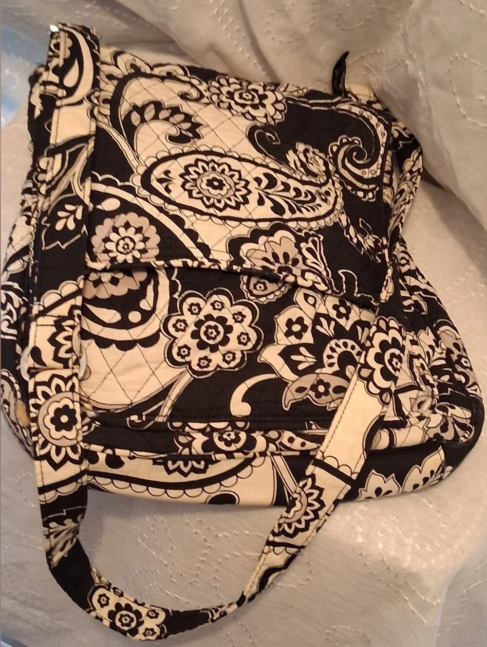 Vera Bradley Black and Cream Paisley Quilted Crossbody